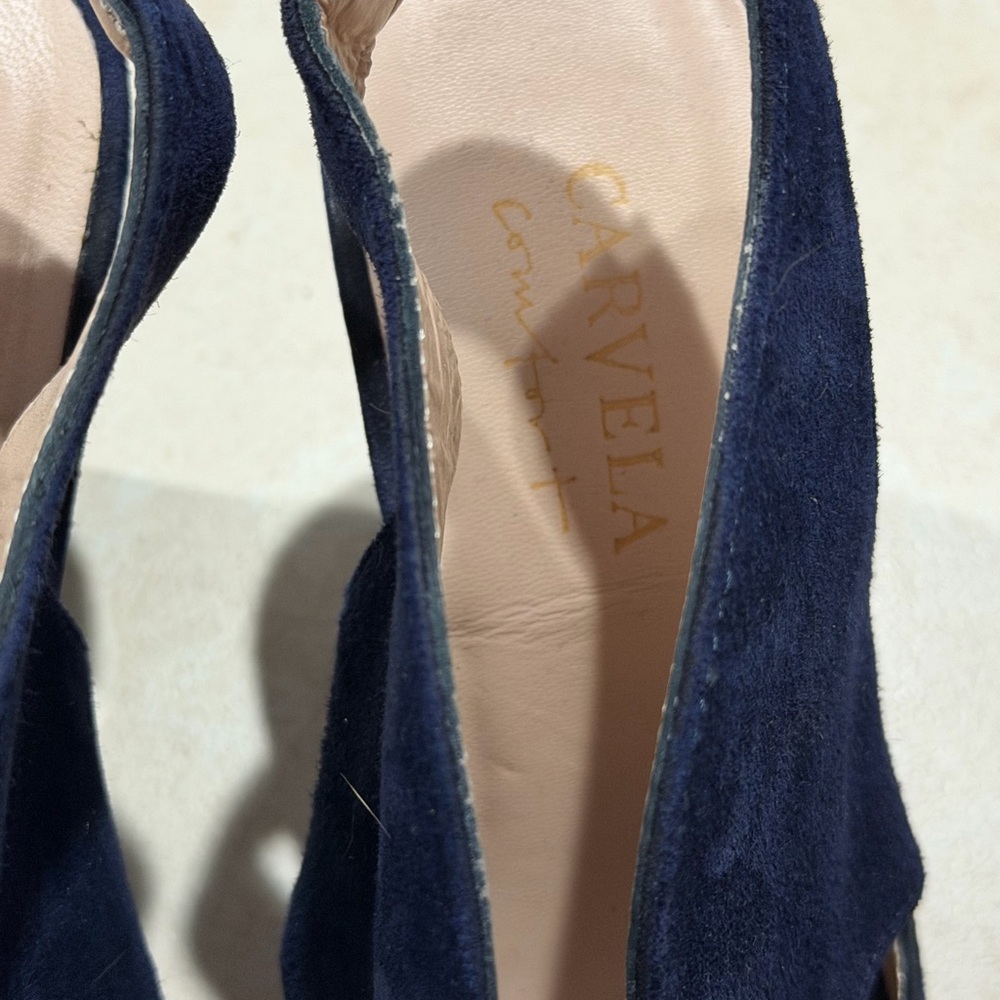 Cavela Navy Peep-Toe Heels - Picture 2 of 5